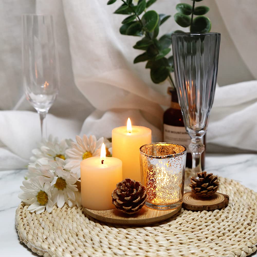 BTGLLAS 72pcs Gold Glass Tea Light Holders - Votive Candle Holders Bulk for Weddings Events - Glass Votives for Wedding Centerpieces, Christmas, Thanksgiving - Candle Accessories Decor (72, Gold)