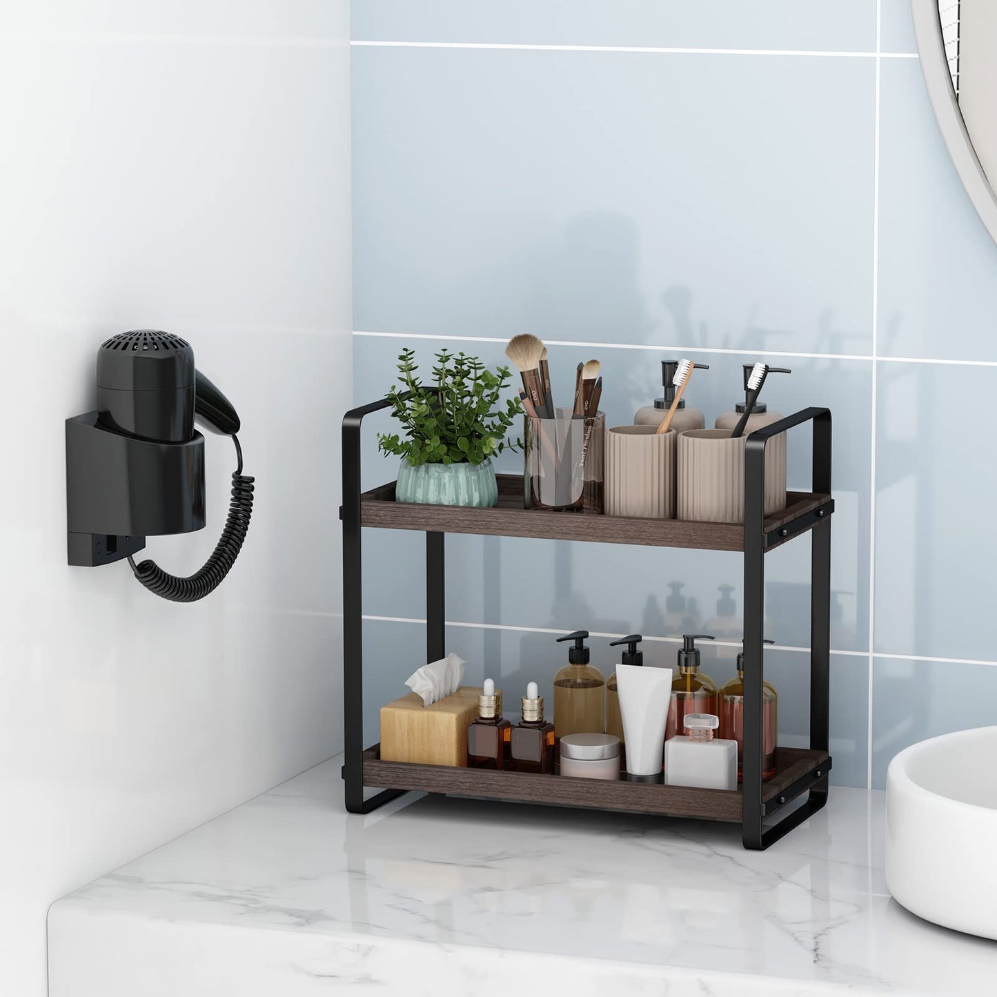 Bathroom Counter Organizer,Bathroom Countertop Organizer,Counter Shelf,Countertop Storage,Organization and Storage,Makeup Shelf,Sink Caddy(Brown 3 Tier)