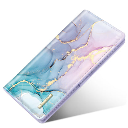 Simikol Ultra Slim Womens Wallet Minimalist Thin Long Leather Bifold Wallet RFID Blocking Card Holder Organizer with Zipper Coin Pocket Ladies Girls Gift Purse, Gradient Marble