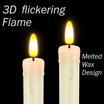 HL Flameless Taper Candles with Remote Timer, 450H+ Long Lasting Battery Operated LED Candlesticks with Warm 3D Flickering Flame, 9.6" Window Candles for Halloween Christmas Home Decor (Ivory 6Pcs)
