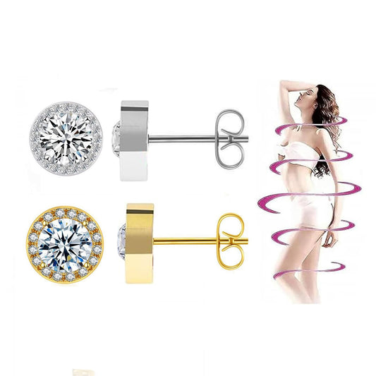 Lymphatic Earrings for Women Lymphatic Drainage Therapy Earrings Lymphvity Germanium Earring Lymph Detox Earring CZ Stud(Gold+Silver)