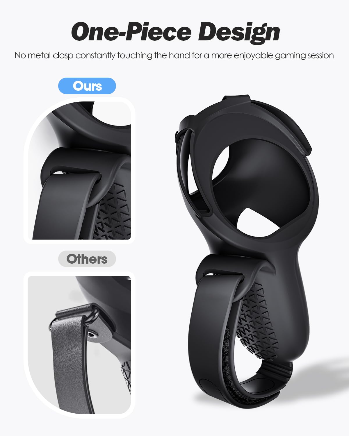 SUPERUS Comfort Controller Grips Cover Compatible with Meta Quest 2 Accessories - All-Silicone Construction, Controller Grips for Oculus Quest 2 with Adjustable Knuckle Straps Protector