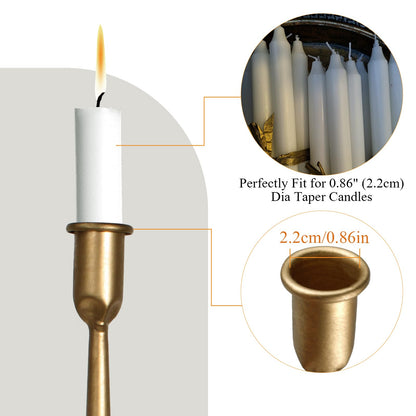 Set of 3 Taper Candle Holders, Cast Iron Candlestick Holders Tall for Wedding, Dining Table, Halloween & Fall Decor, Home Decoration (Gold, 12" 14" 15.5")