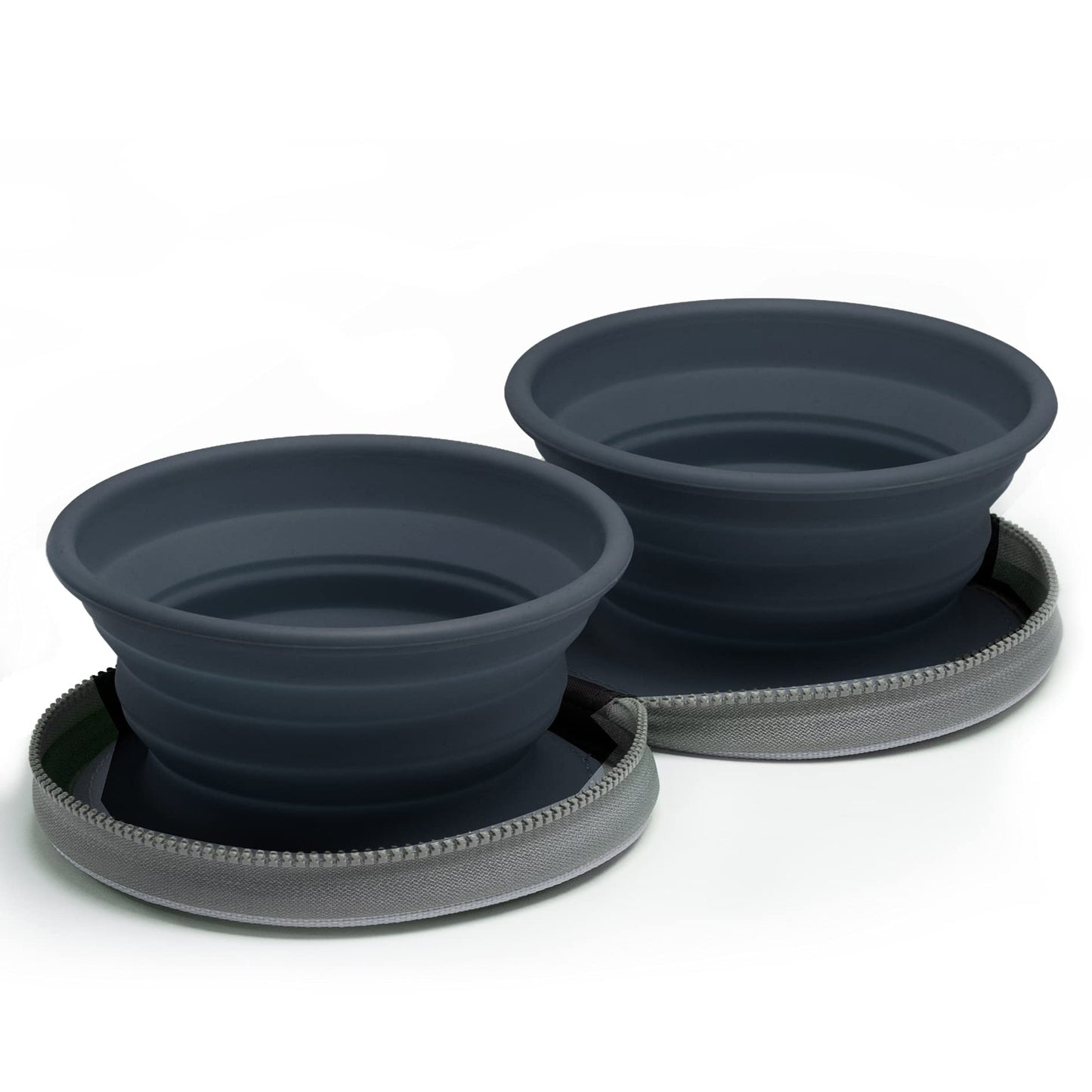 Colapz Collapsible Dog Bowls with Travel Case – Foldable Silicone Pet Feeding & Water Bowls for Travel, Camping & Hiking – Charcoal Grey