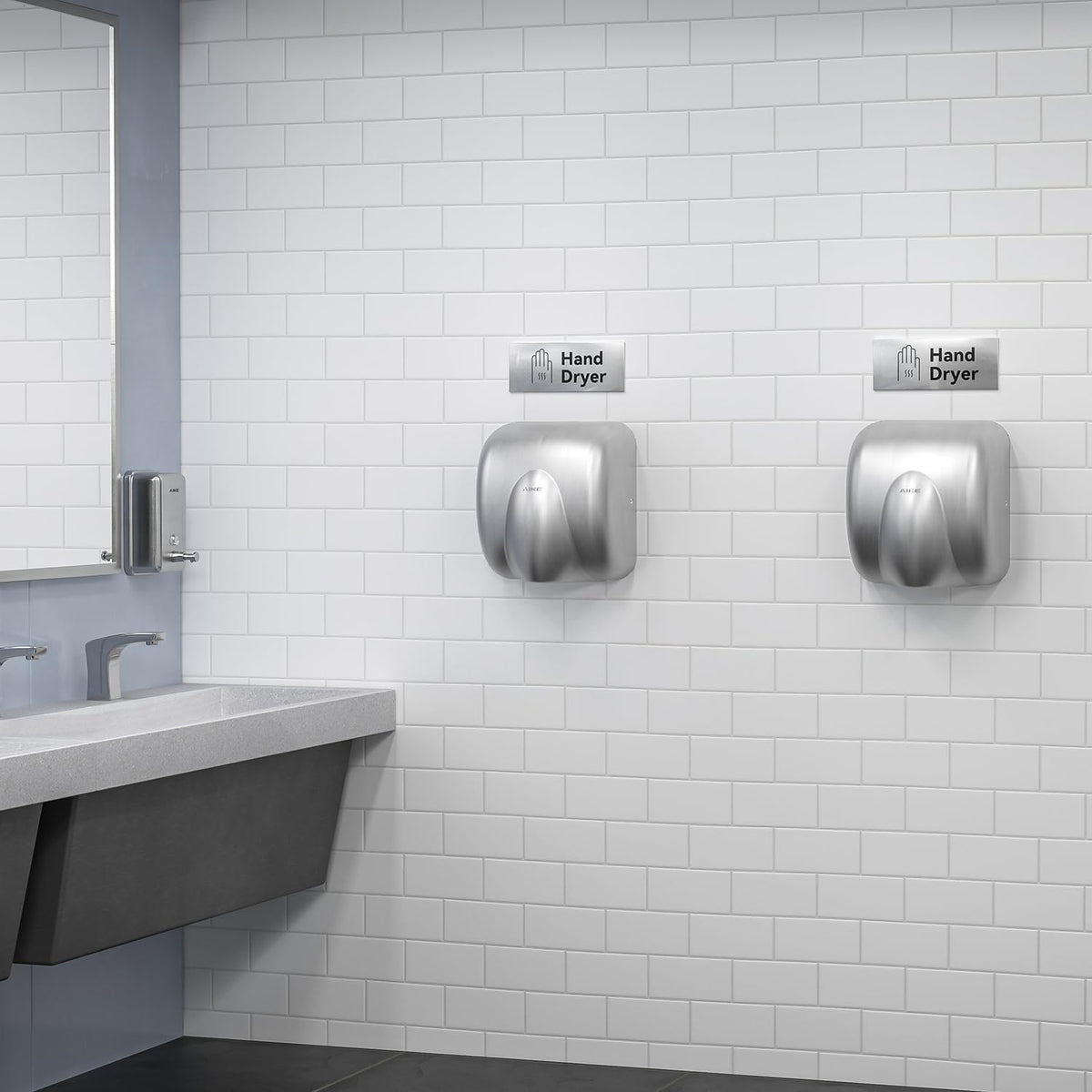 AIKE Heavy Duty Hand Dryer Hard-Wired Friendly 110V High Speed Brushed Stainless Finish Model AK2811