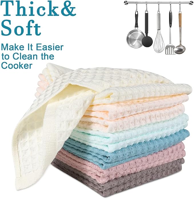 12 Pcs 13" x 13" Waffle Weave Kitchen Dish Cloths Set, 100% Cotton Super