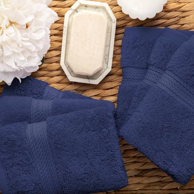 Superior Egyptian Cotton Pile Face Towel/Washcloth Set of 6, Ultra Soft Luxury