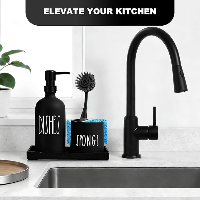 Dish Soap Dispenser for Kitchen, Glass Dish Soap Dispenser