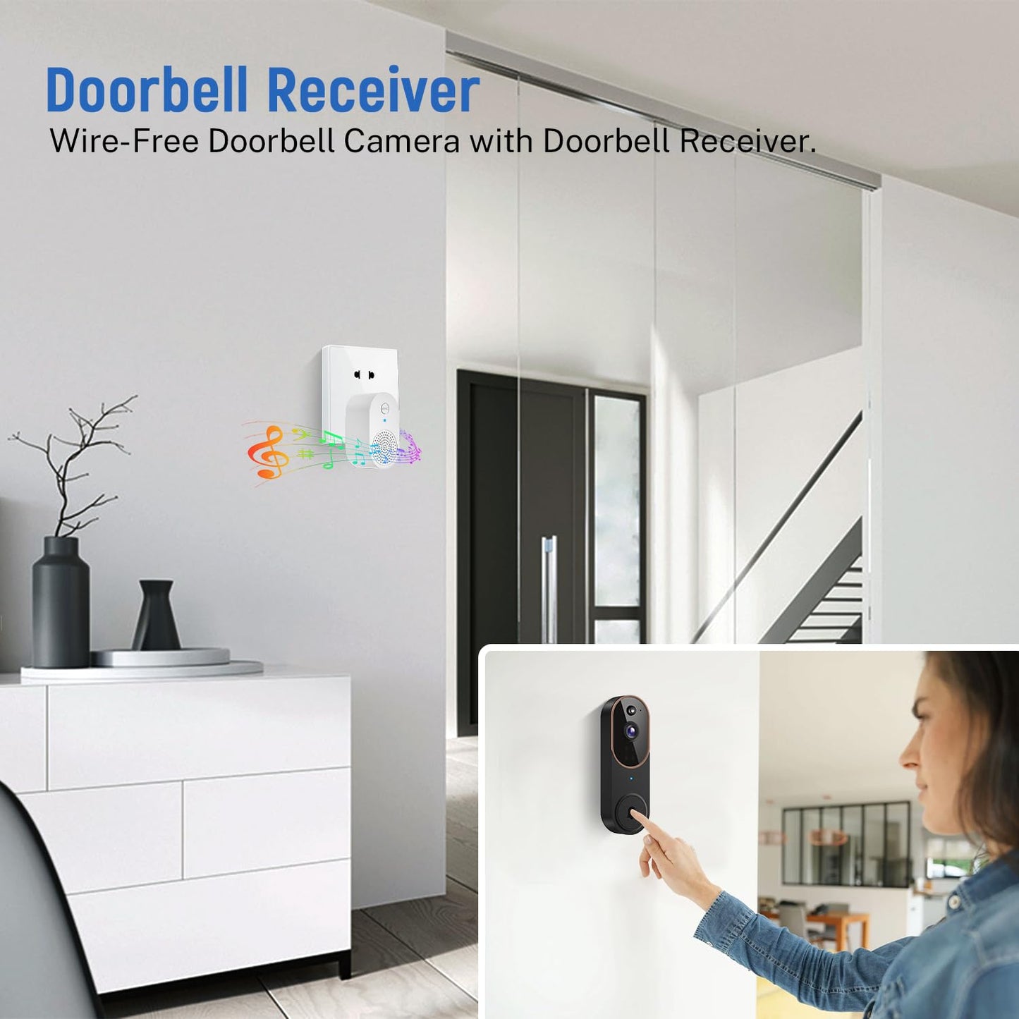 Orbitell Wireless Wi-Fi Video Doorbell Camera with Two Way Audio, AI Motion Detection, Night Vision and Cloud Storage, 2.4G Wi-Fi only