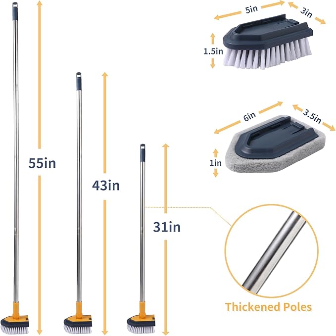 BOOMJOY Tub Cleaner Brush with Long Handle, No Scratch Shower Cleaning Brush