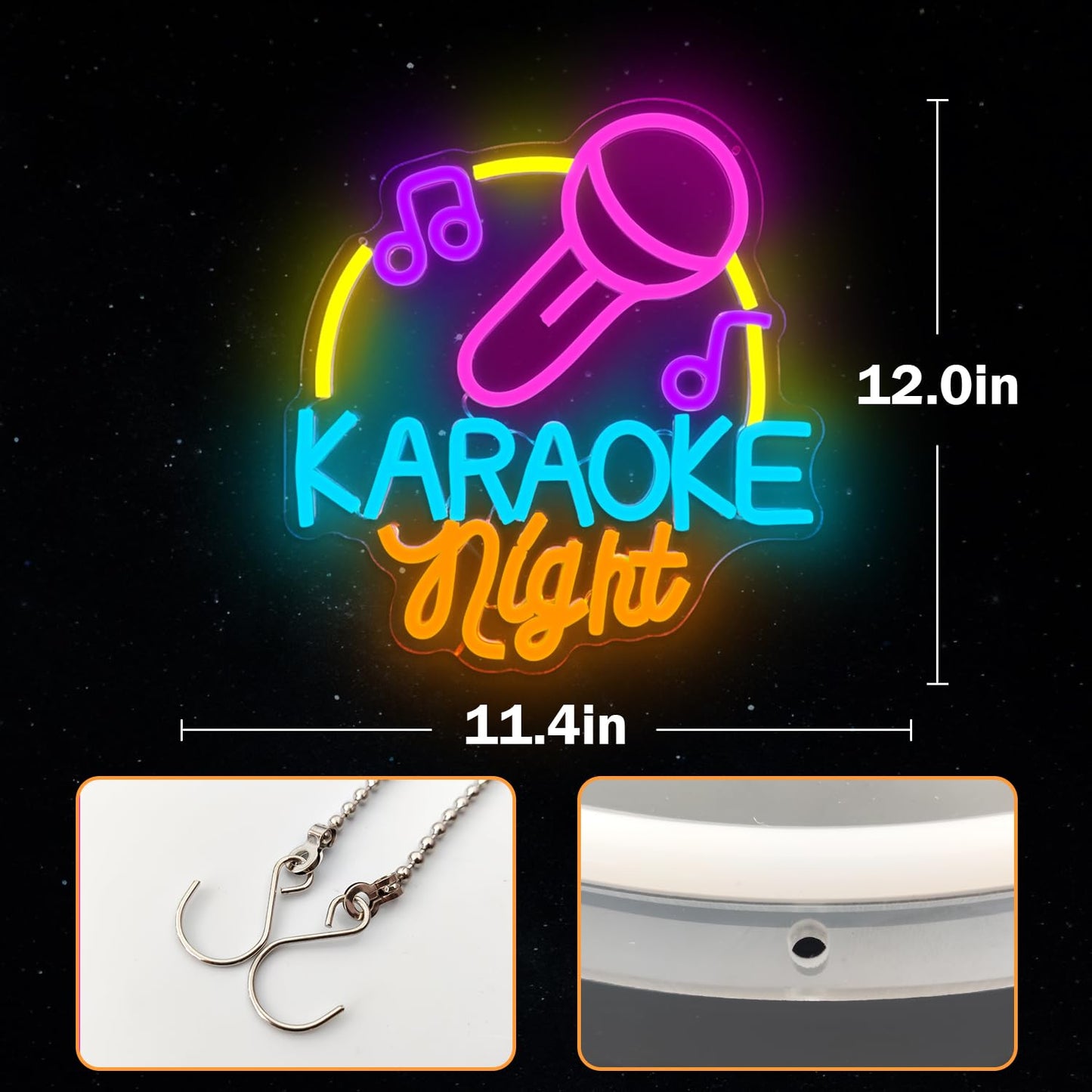 Karaoke Neon Sign Dimmable Led Karaoke Party Neon Lights Signs for Man Cave, USB Powered Karaoke Bar Neon Signs Music Decoration for Live, Wall, Party