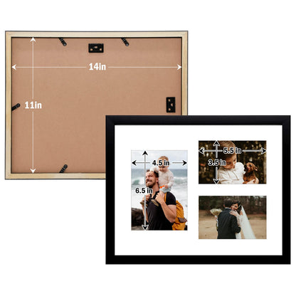Golden State Art, 11x14 Black Wood Picture Frame - White Mat for 5x7 and 4x6 Photos - Real Glass, Sawtooth Hanger, Swivel Tabs - Wall Mounting - Great for Posters, Weddings, and Engagements