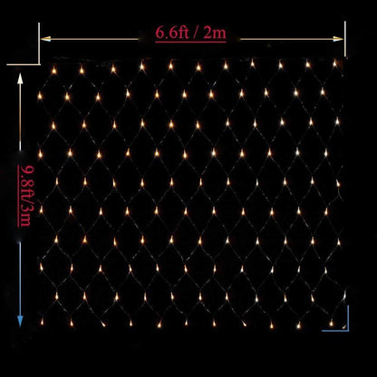 LED Net lights, 200 LED Christmas Light Fairy String Decorative Mesh Warm White for Cocktail Party Birthday BBQ Bistro Cafe 9.8ftx 6.6ft