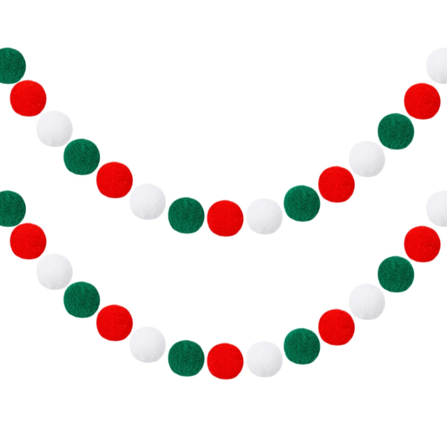 GCQQ Christmas Garlands 1.2" Large Pom Pom Garland Boho Decor 16.4FT Red Green White 60 Felt Ball Garlands for Mantle Christmas Tree Party Decor(1.2"/3cm)