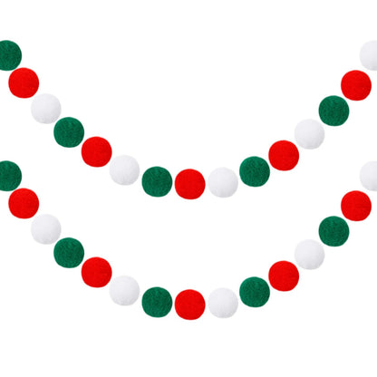 GCQQ Christmas Garlands 1.2" Large Pom Pom Garland Boho Decor 16.4FT Red Green White 60 Felt Ball Garlands for Mantle Christmas Tree Party Decor(1.2"/3cm)