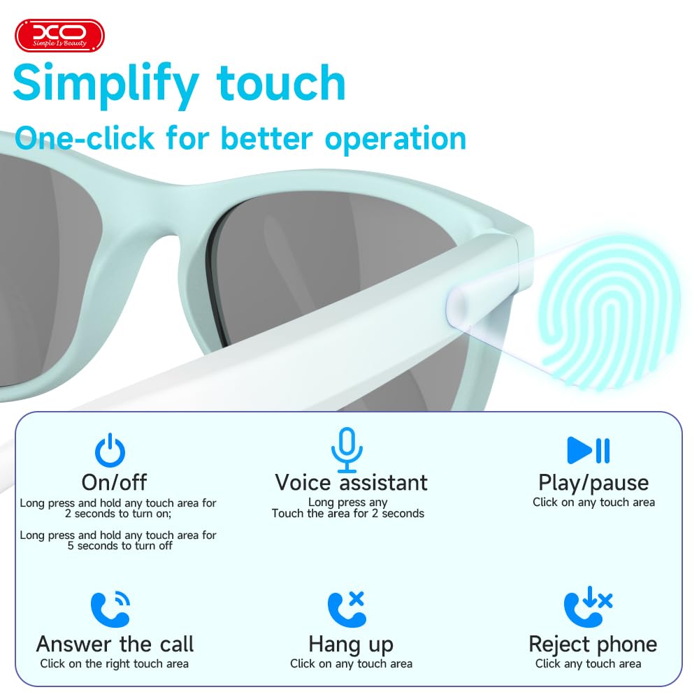 Smart Bluetooth Glasses,Built-in Mic & Speakers,Smart Wireless Headphone Sunglasses for Men and Women,Athletic/Outdoor UV Protection and Voice Control,Unisex(Black)