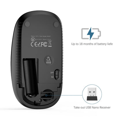 VssoPlor Wireless Mouse, 2.4G Slim Portable Computer Laptop Mouse with Nano Receiver Quiet Silent Optical Mice for Notebook, PC, Laptop, Computer-Black and Gold