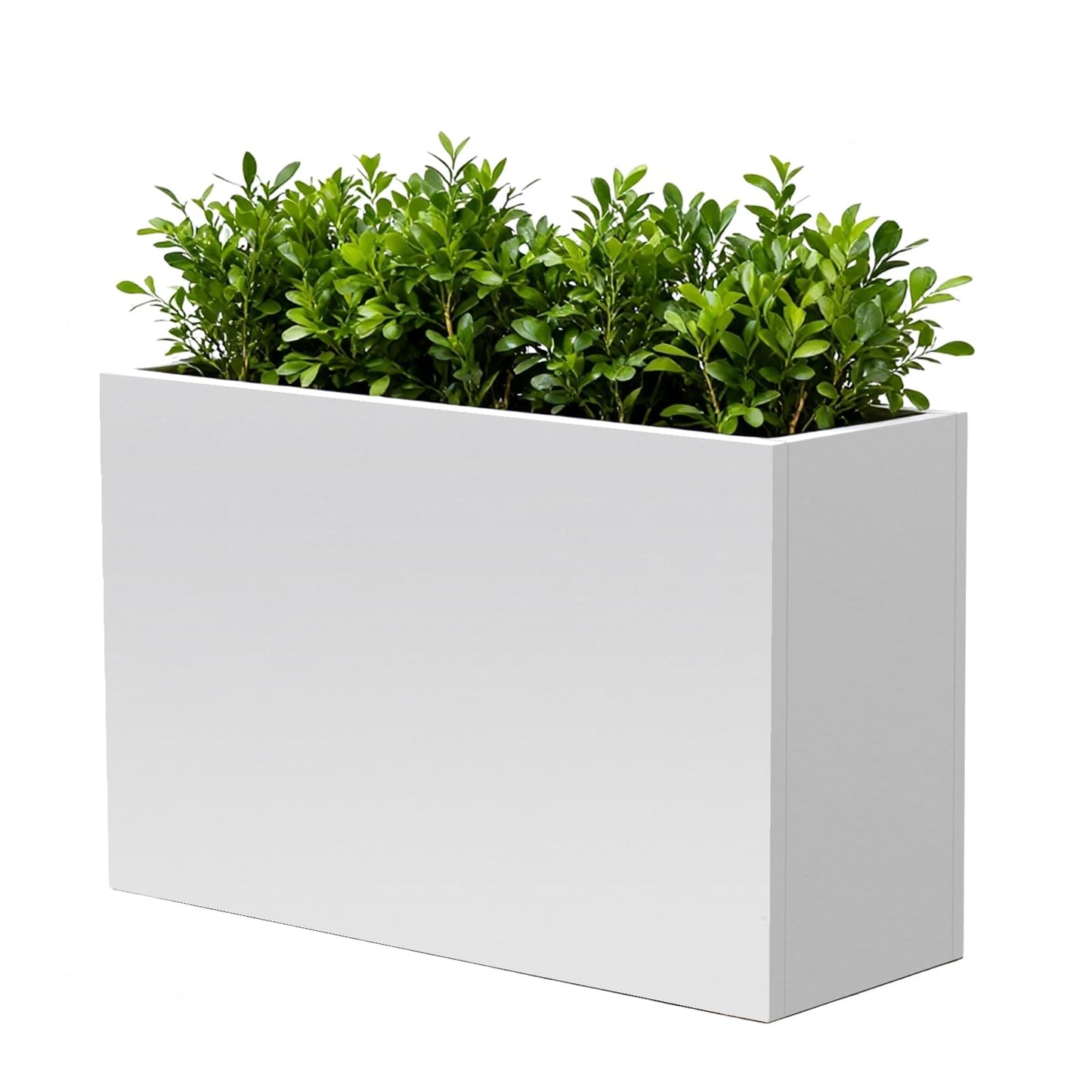 GZLVSOW Metal Heavy Planter Box 32" L x 15" W x 24" H White Metal Rectangular Outdoor Planter with Removable Insert Shelf for Outside, Indoor, Garden (White, 32 * 15 * 24)