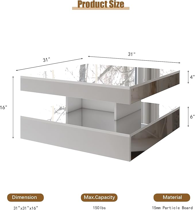 HedoAjim LED Coffee Table with Lights