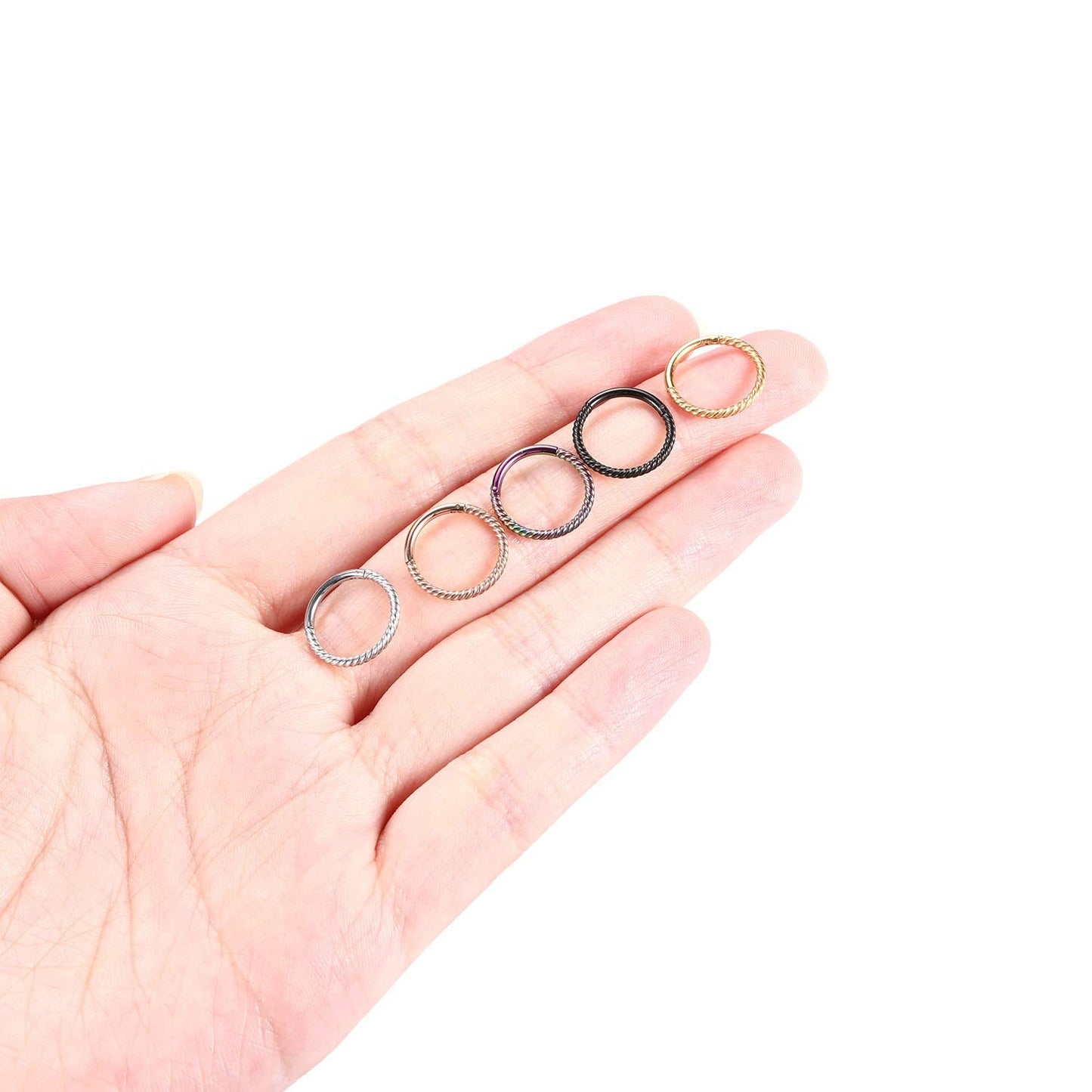 Nose Rings 16 Gauge Nose Ring Hoop Earrings 12mm Septum Ring Nose Hoop 16g Cartilage Earring Gold Septum Clicker Lip Rings 12mm Helix Earring Rook Earrings Nose Piercing Septum Jewelry Surgical Steel