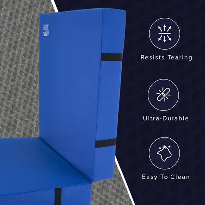 We Sell Mats 12 Inch Thick BiFolding Gymnastics Crash Landing Mat Pad, Safety for Tumbling, Back Handspring Training and Cheerleading, 4 ft x 8 ft, Blue