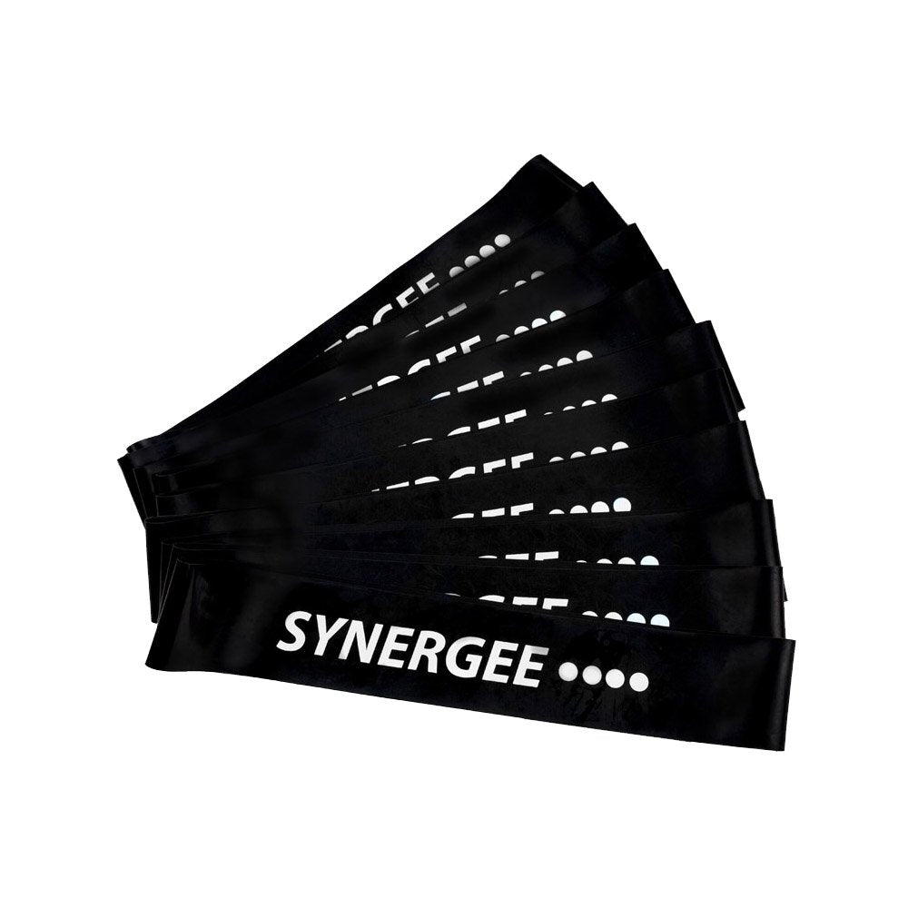 Synergee 10 Pack Mini Band Resistance Loop Exercise Bands Black X-Heavy Resistance