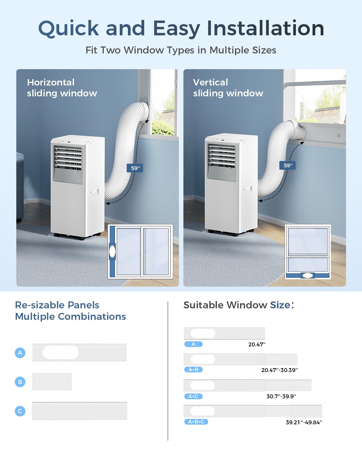 Energlow 8000 BTU Portable Air Conditioner, 5-in-1 Cools 350 Sq.Ft, Quiet AC Unit with Fan & Dehumidifier, LED Display, Remote, 24H Timer, Window Kit, for Bedroom/Office/Dorms/Apartment