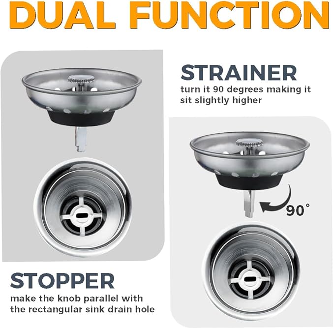 2 Pack - Kitchen Sink Strainer and Stopper Combo Basket Replacement