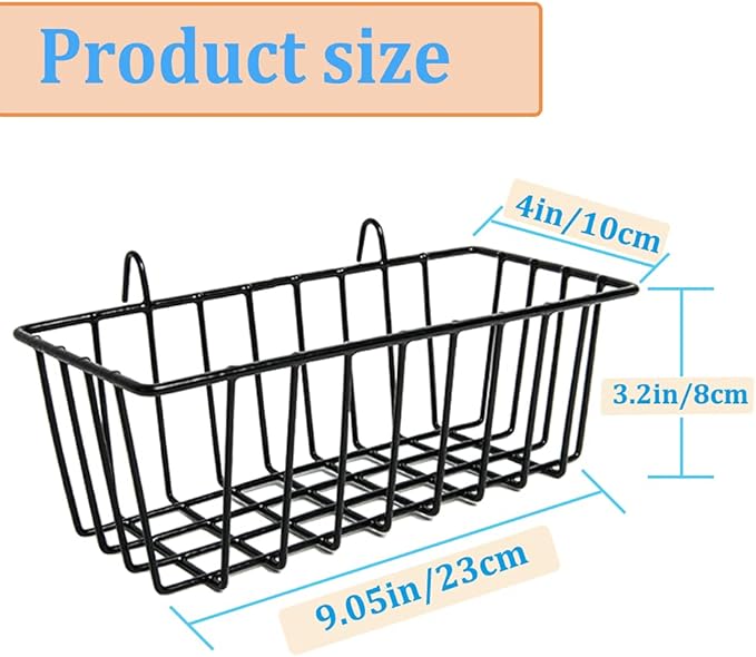 3 Pack Wire Baskets, Wall Grid Panel Hanging Wire Basket, Wall Storage and