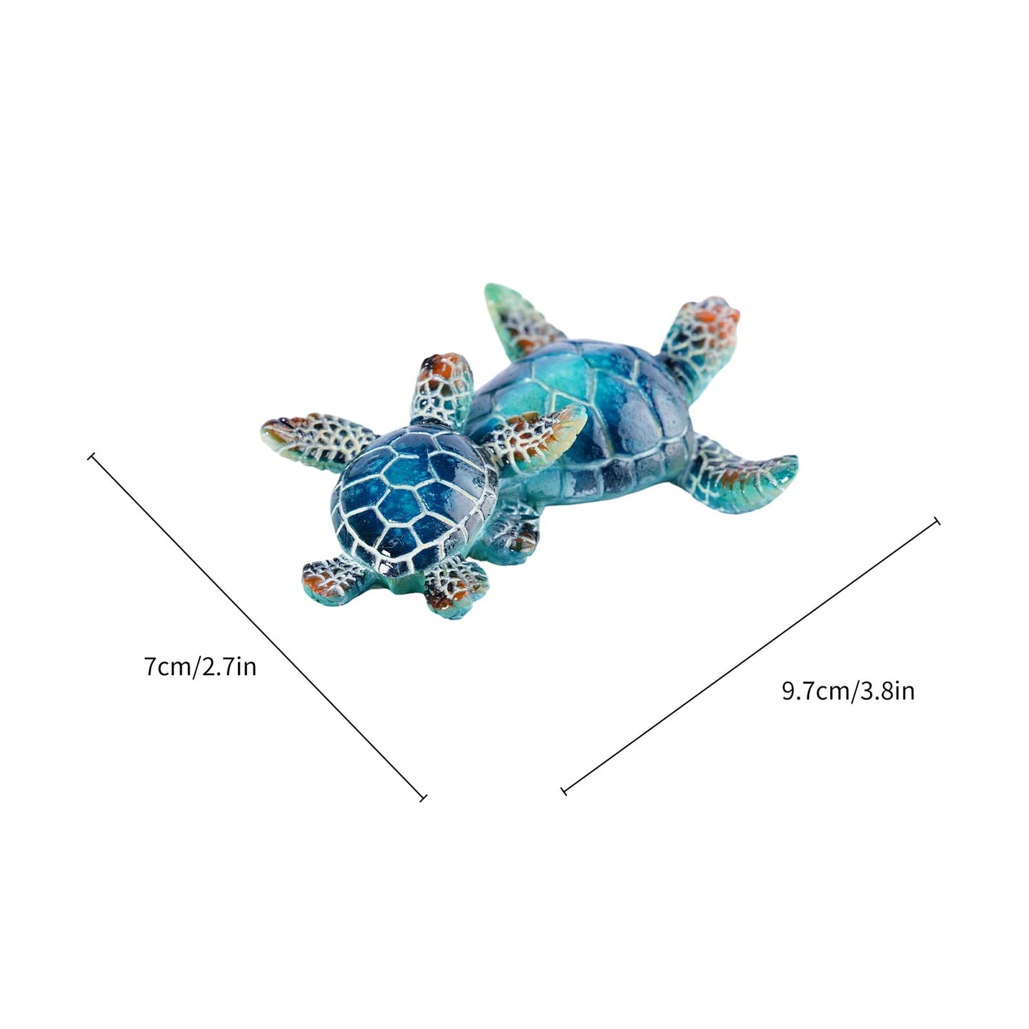 Brizoria Sea Turtle Decor Collectible Figurines, Mother and Baby Mini Turtles, Resin Sea Animals Ornaments for Beach Theme Bathroom Decor, A Thoughtful Gift from The Sea for Turtle Enthusiasts, Blue