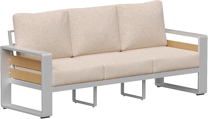 Aoxun Aluminum Outdoor Patio Furniture Set, 3 Seats Metal Sectional Patio