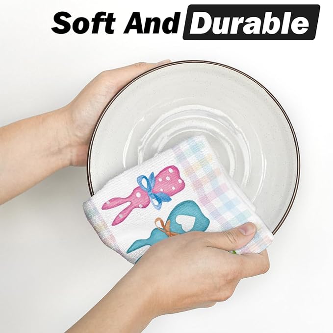 Artoid Mode Colorful Stripe Rabbit Bunny Eggs Easter Kitchen Towels Dish Towels