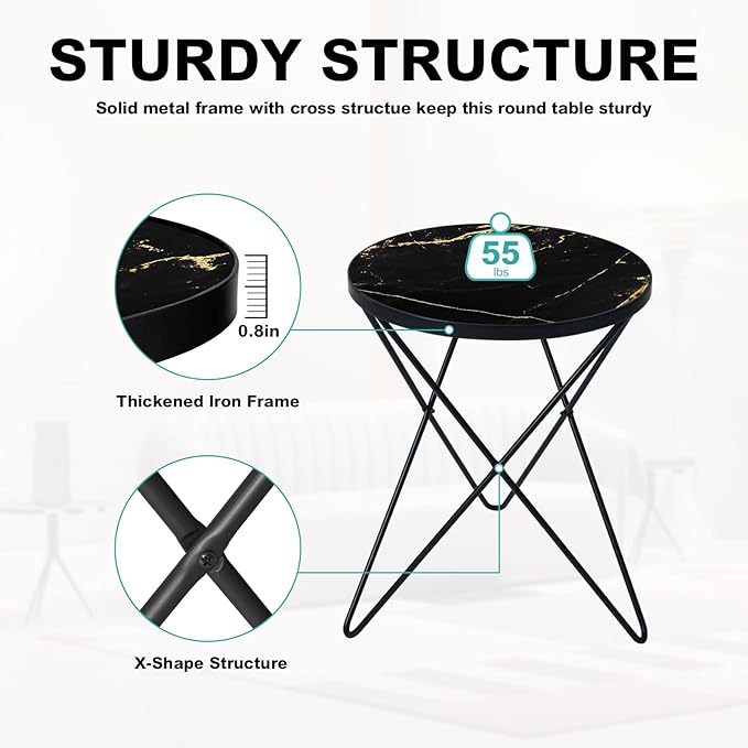 HLR Modern Round Side Table Set of 2, End Table