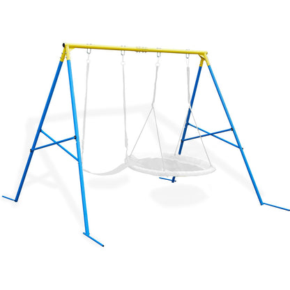 Swing Stand A Frame for 2 Swings,550lbs Metal Saucer Tree Swing Frame Heavy Duty,70” High and 97” Wide,All Weather Resistant Anti-Rust,for Kids Adult Outdoor Backyard(Without Swing) (BLYW)