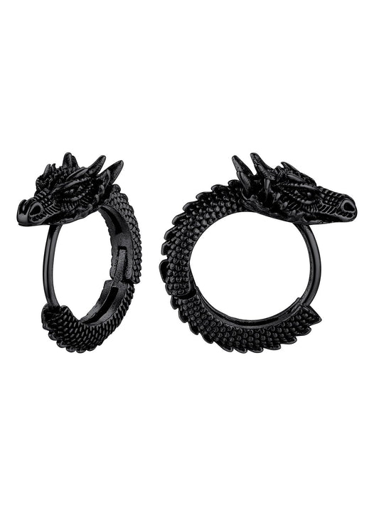 Richsteel Stainless Steel Hoops - Dragon Design Earrings for Men, Gothic Punk Jewelry with Secure Clasp