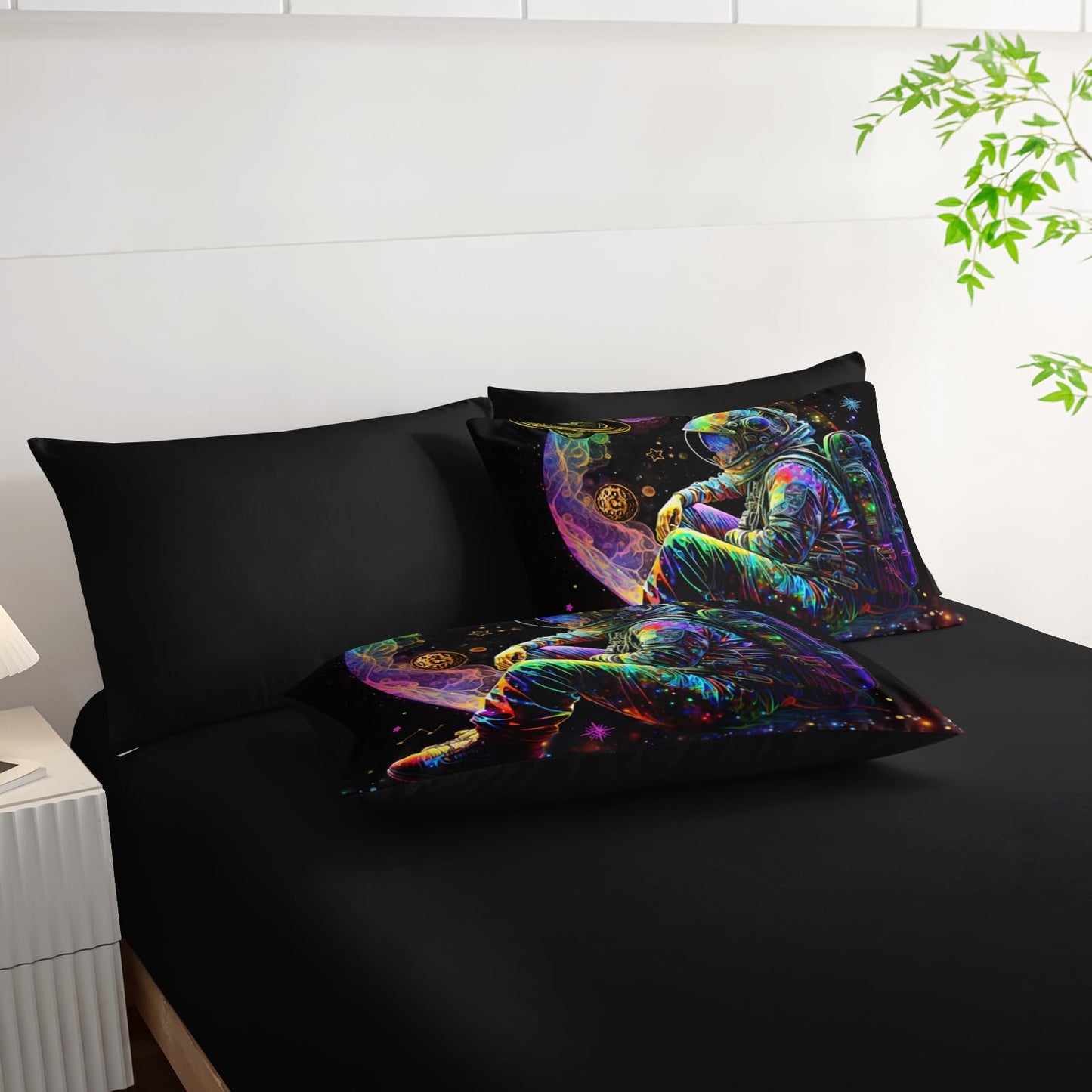 AILONEN Astronaut Space Comforter Set Twin - 7Pcs Soft Bed in a Bag - Rocket Planet Spacemen Comforter,Fitted Sheet,Flat Sheet,2 Pillowcases,2 Pillow Shams for Room Decor