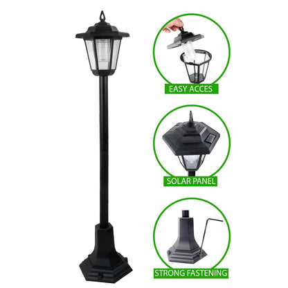 Guaranteed4Less LED Garden Lights Lamp Post Solar Powered Lantern Patio Pathway Walkway Outdoor (2),Black