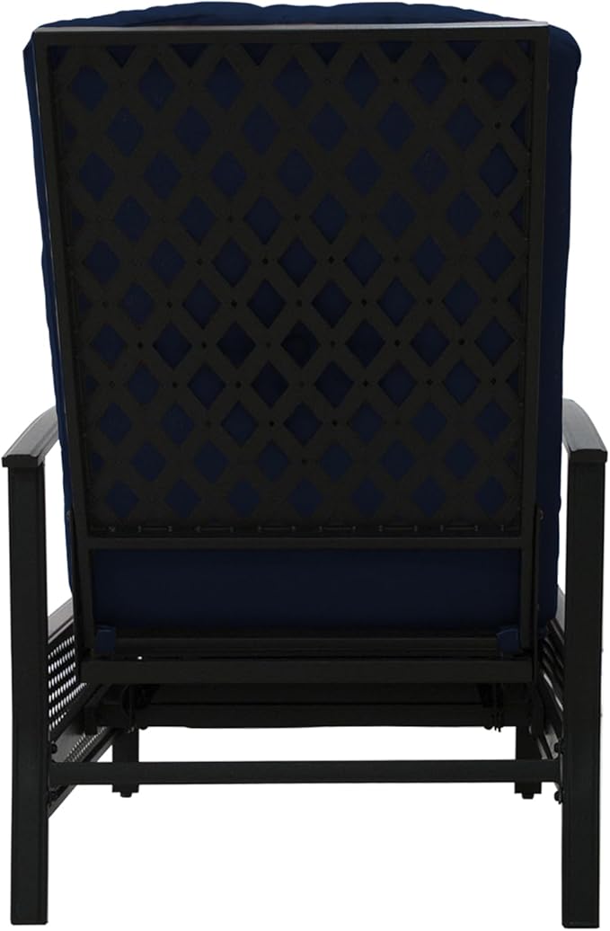 Kozyard Adjustable Outdoor Reclining Lounge Chair, Cushioned Patio Chaise Lounge with Extendable Metal Frame for Sunbathing, Reading & Relaxing – Comfortable Outdoor Recliner(Navy Blue)