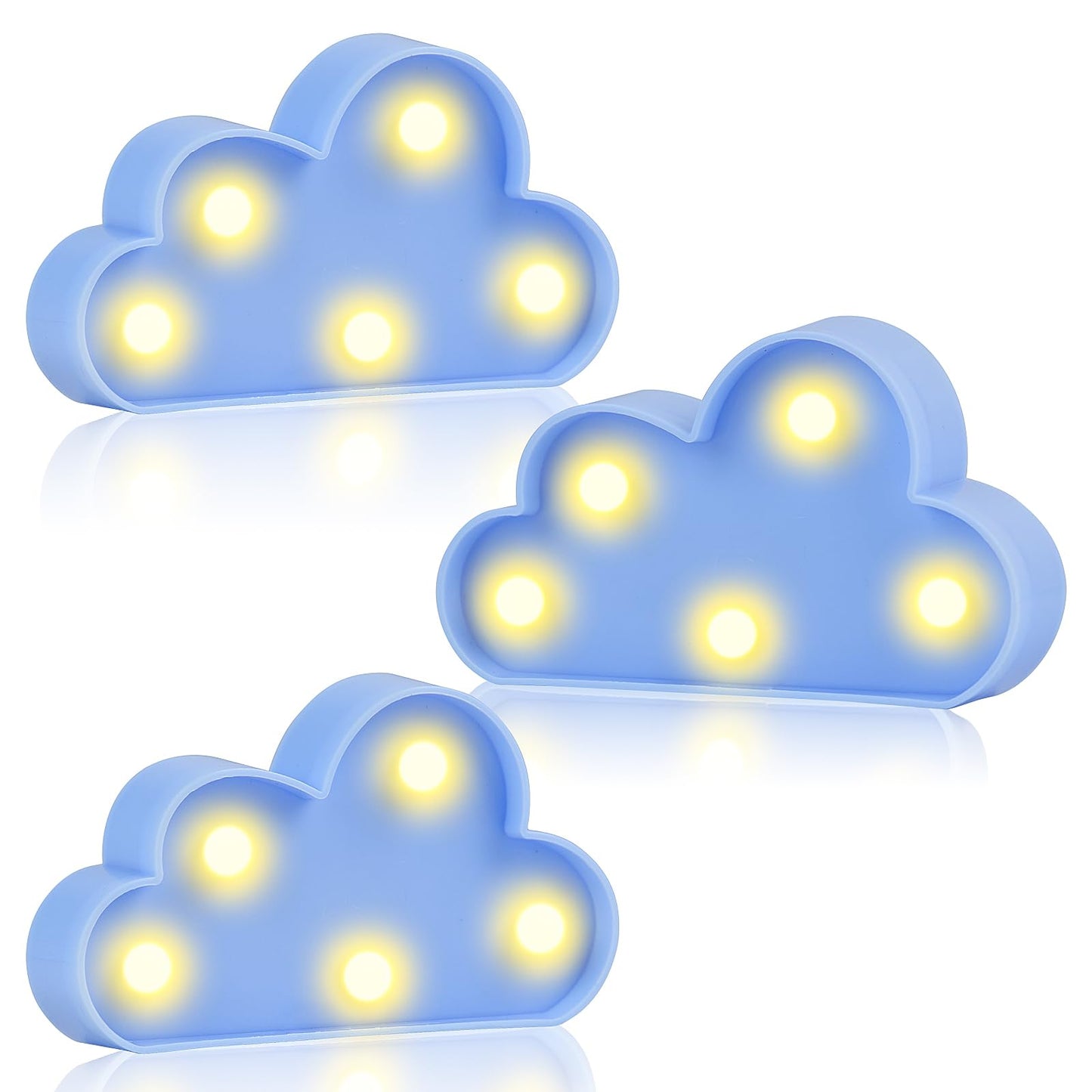 clothmile 3 PCS LED Night Light LED Blue Clound Night Light Can Be Hung on The Wall Kids Room Light, Suitable for Birthday Party Holiday Decoration Baby Room Nursery Decoration