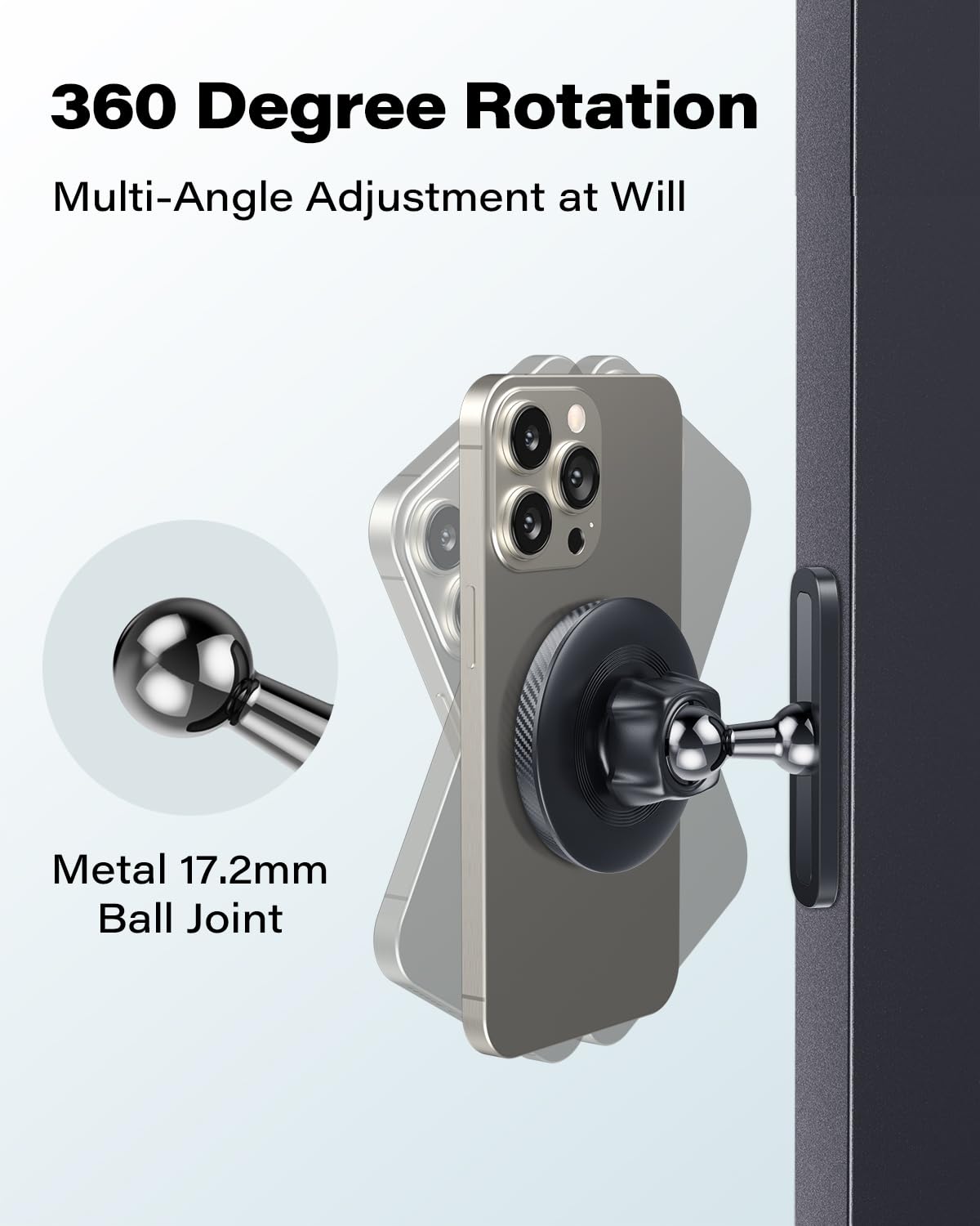 APPS2Car Magnetic Phone Holder for Gym, Alloy Base & Ball Joint, Attach to Metal Surfaces, Dual Magnet Phone Mount for MagSafe iPhone 12-17 Series
