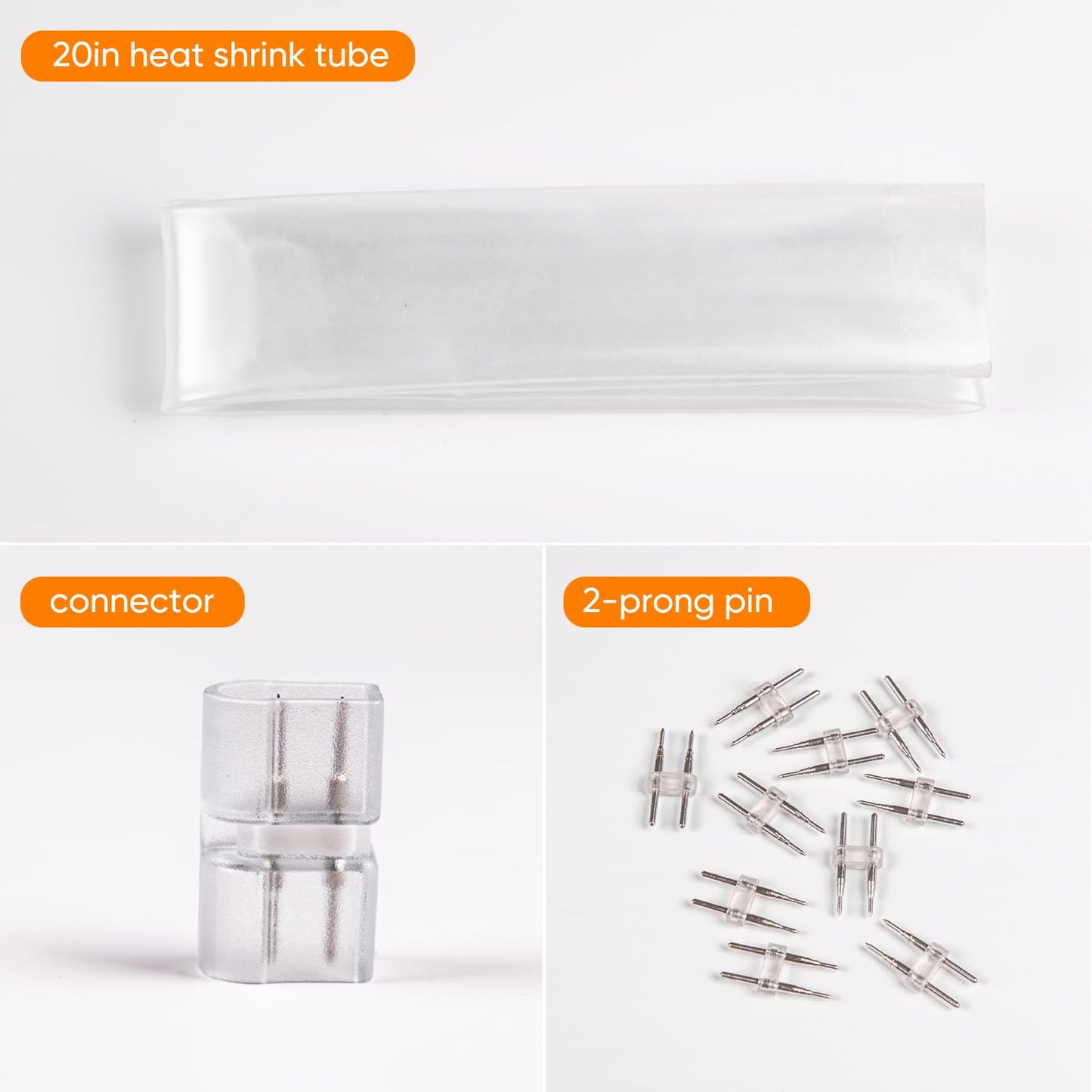 Shine Decor Connector and Connecting Wires for 7x14.5mm and 8x16mm LED Neon Rope Light