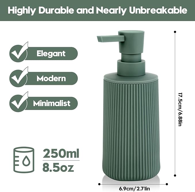 Small Soap Dispenser for Bathroom and Kitchen, Modern Farmhouse Striped Style