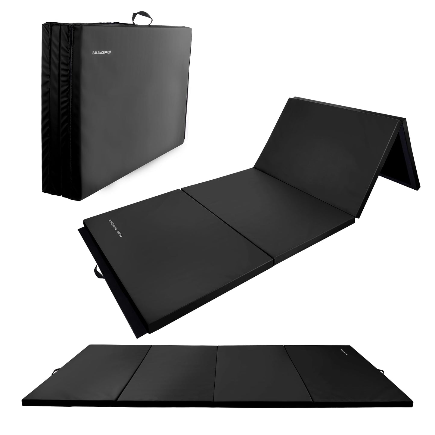 Fitvids Gymnastics Mat, 4'x8'x1.9" Thick Folding Home Gym Exercise Mat with Tear-Resistant PU Leather and Handles, Workout Mat for Yoga Pilates Tumbling Stretching MMA Core Workouts Wrestling