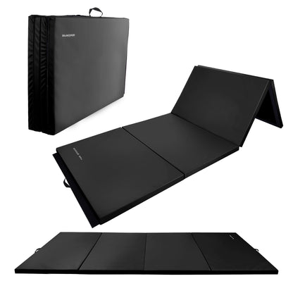 Fitvids Gymnastics Mat, 4'x8'x1.9" Thick Folding Home Gym Exercise Mat with Tear-Resistant PU Leather and Handles, Workout Mat for Yoga Pilates Tumbling Stretching MMA Core Workouts Wrestling