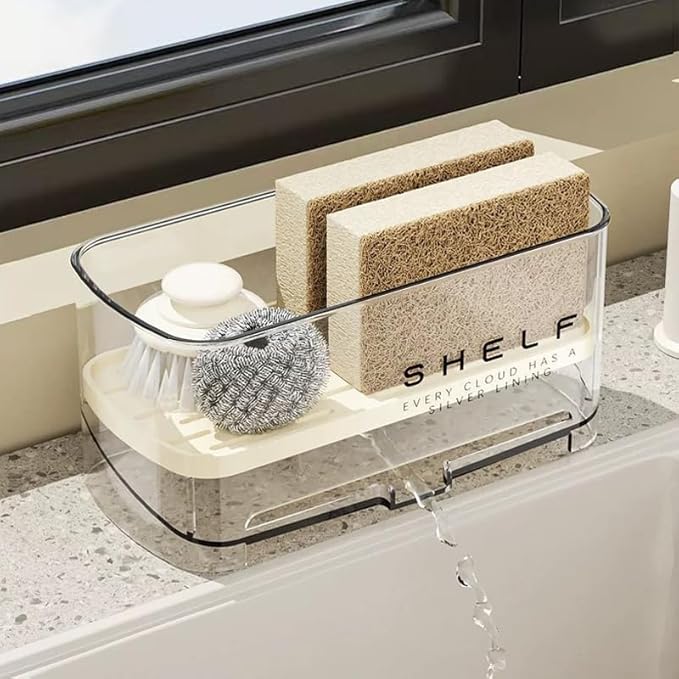 Sponge Holder for Kitchen Sink, Countertop Sink Caddy for Sponges, Brush &