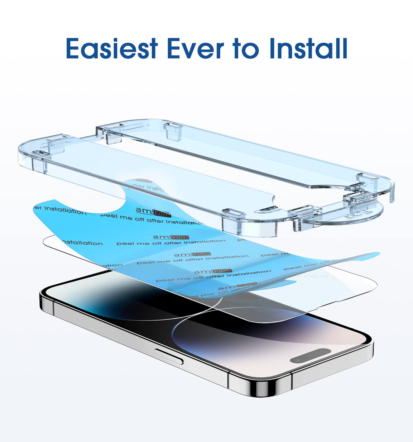 amFilm Easiest Installation OneTouch for iPhone 15 Pro Max Screen Protector [6.7 Inch] Tempered Glass + Camera Lens Protector, Auto-Alignment Tech, Bubble Free, Case Friendly, Anti-Scratch [2+2 Pack]