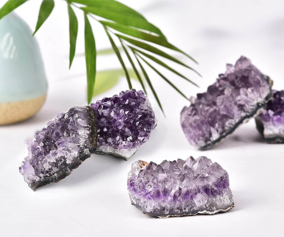 JIC Gem 1.8 LBS Natural Amethyst Geode Crystals Healing Stones Raw Amethyst Crystal Clusters for Witchcraft