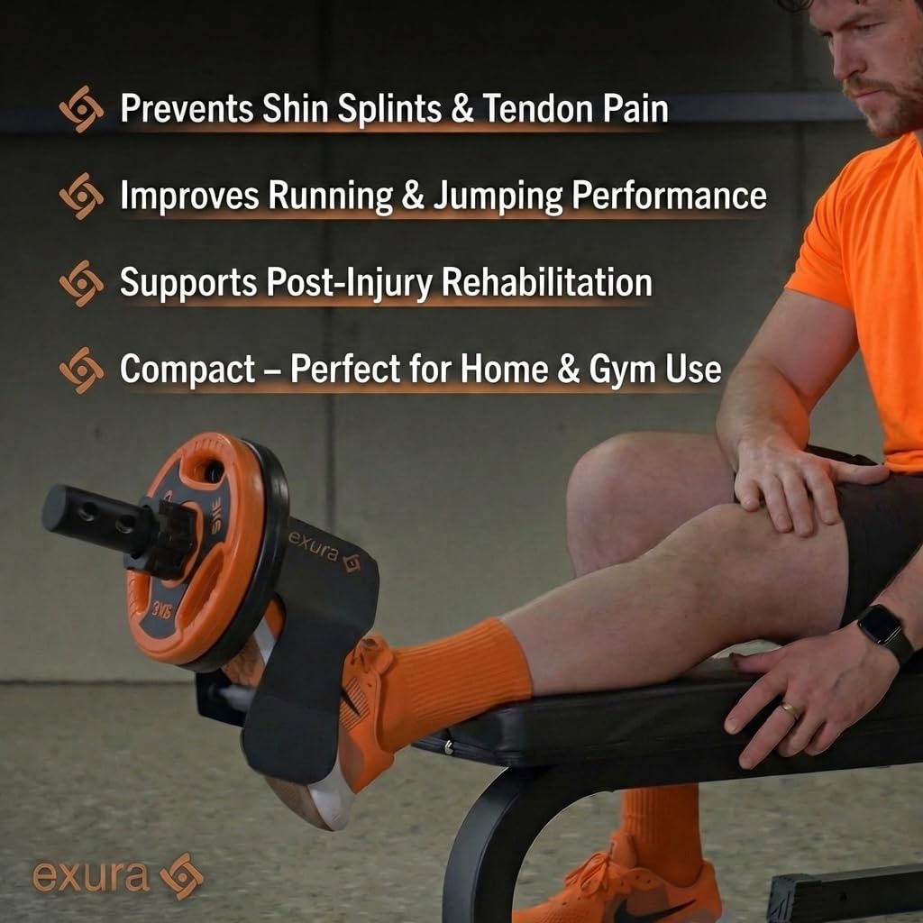 Exura Solo Tib Bar Knees Over Toes Adjustable Tibialis Trainer Leg Workouts,Tibialis Bar Calf Raise Machine Equipment for Strengthening Calves, Shins & Ankles Fits 1" and 2" Strength Training Plates
