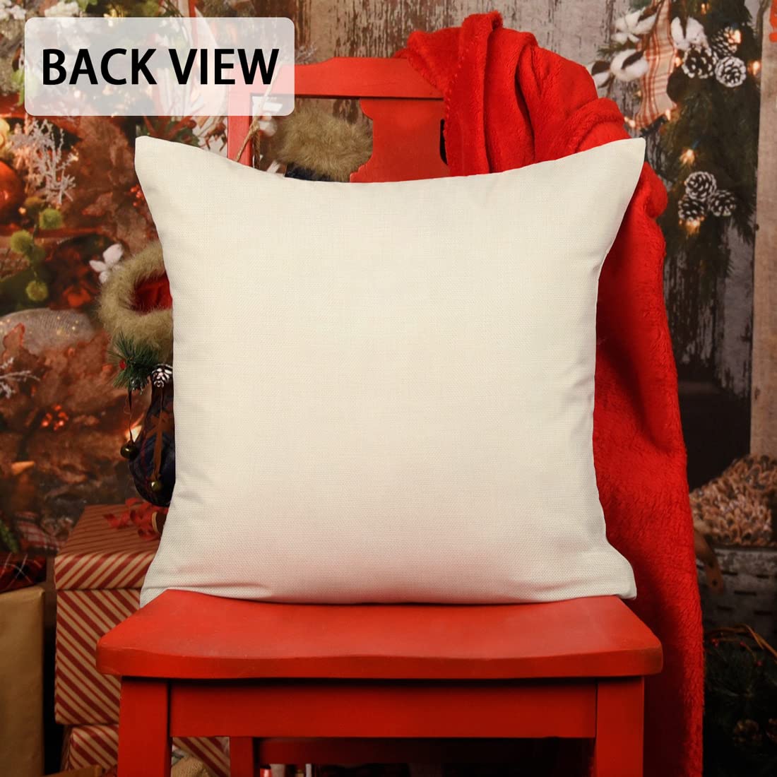 Red Christmas Pillow Covers 18x18 Set of 4 - Farmhouse Decorations With Snowman, Wreath, Santa Claus, Tree - Merry Christmas Holly Jolly Winter Holiday Decor Throw Cushion Case for Home Couch S22C17