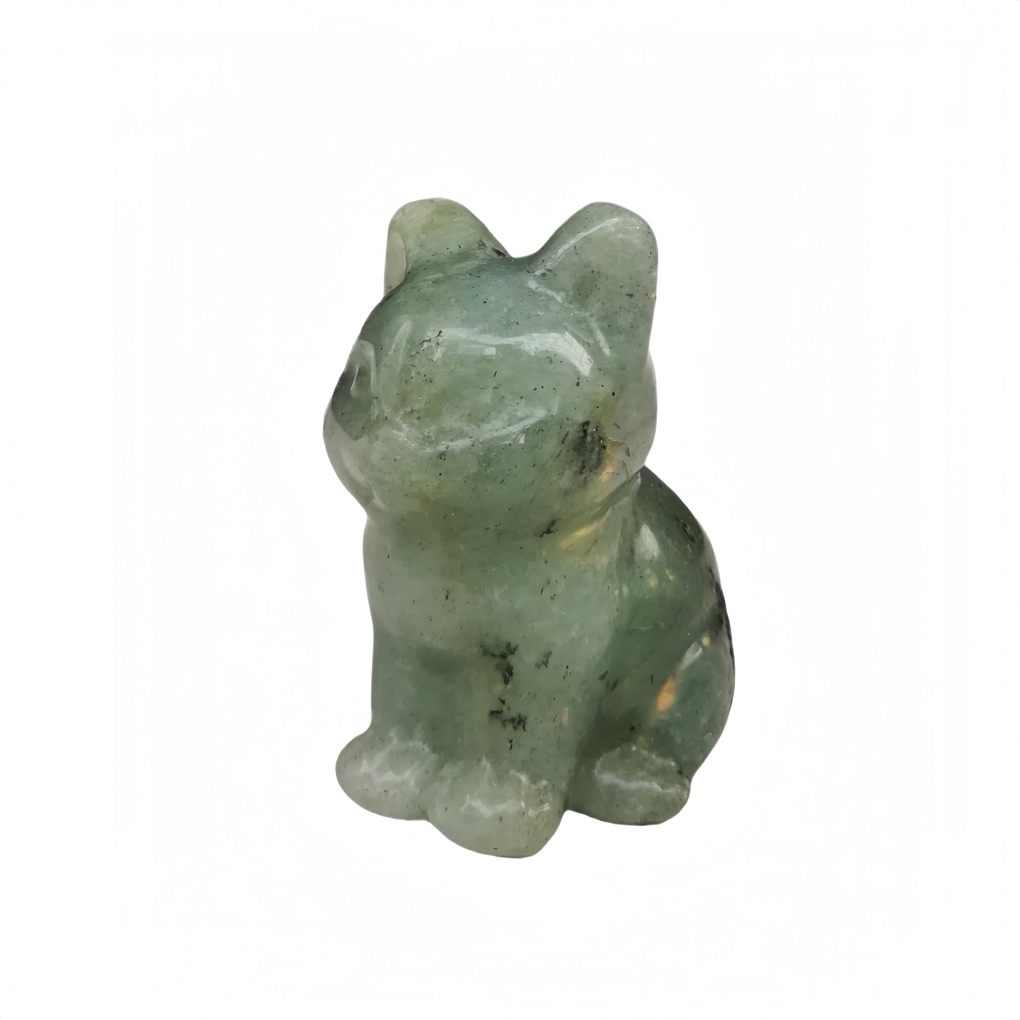 Bacatgem Natural Labradorite Big Faced Cat Crystals and Healing Stones Figures Collectibles,1.5 Inchs Hand Carved Gemstone Animal Sculpture Home Decor for Cat Lovers